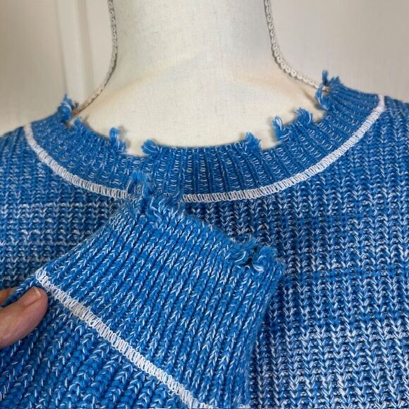 Pistola Distressed Gradient Blue Ombre Surge Stitched Sweater Cotton Size Medium - Picture 3 of 11